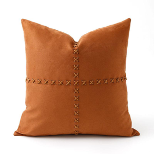 Cross Stitched Leather Luxe Pillow