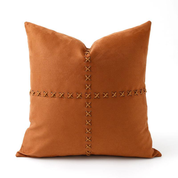 Cross Stitched Leather Luxe Pillow