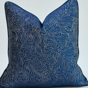 Navy Blue Spiral Throw Pillow