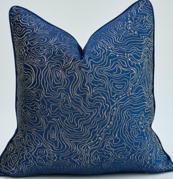 Navy Blue Spiral Throw Pillow