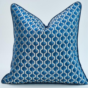 Blue and Silver patterned Pillow