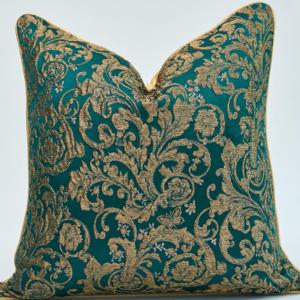 Flowery Golden Patterned Pillow