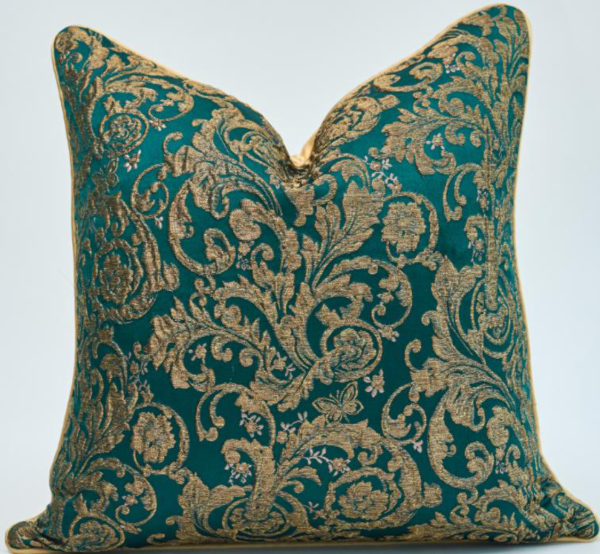 Flowery Golden Patterned Pillow