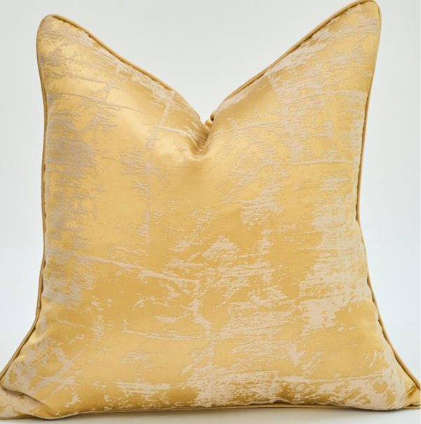 Gold and White Striped Throw Pillow