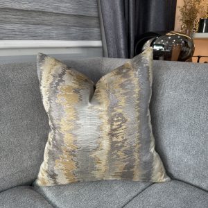Silver and Gold Striped Throw Pillow