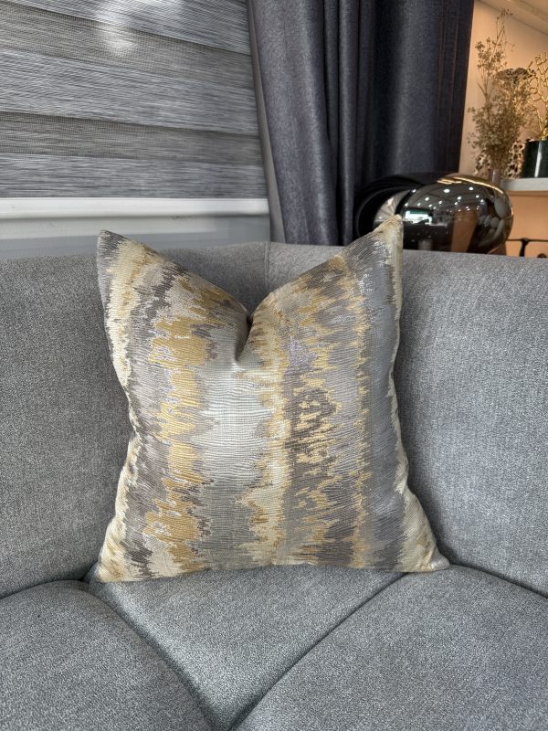 Silver and Gold Striped Throw Pillow
