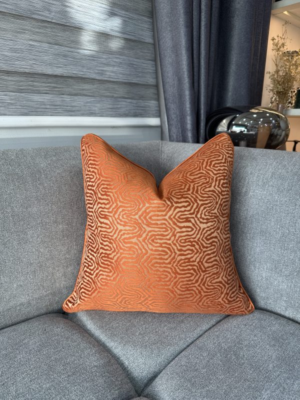 Orange Patterned Throw Pillow - Image 2
