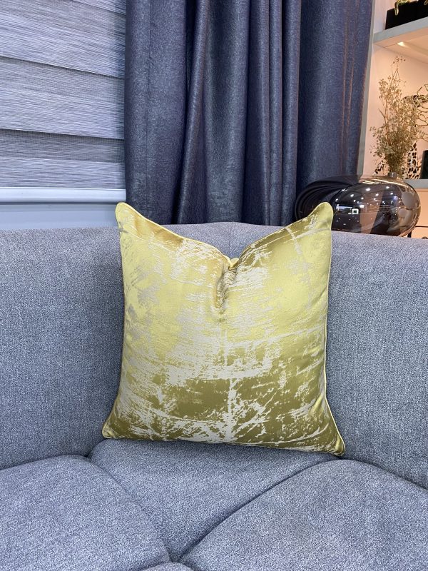 Gold and White Striped Throw Pillow - Image 2