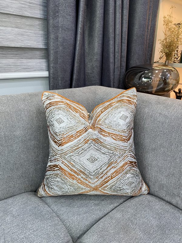 Orange and Ash Patterned Luxe Pillow