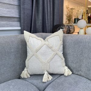 Off White Boho Pillow (Fringe)