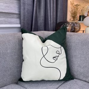 Green Abstract face line Pillow