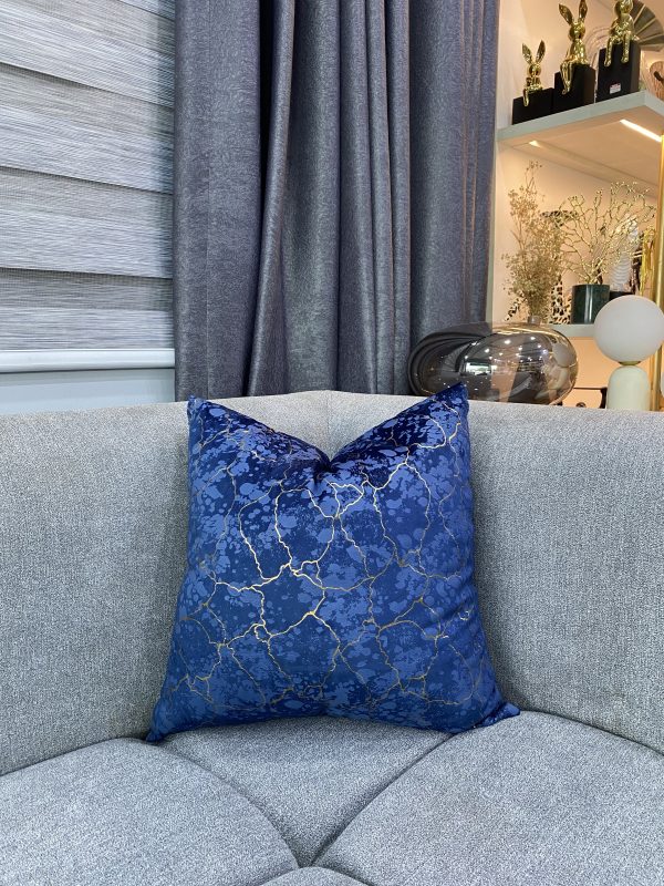 Blue golden Cracked Pillow