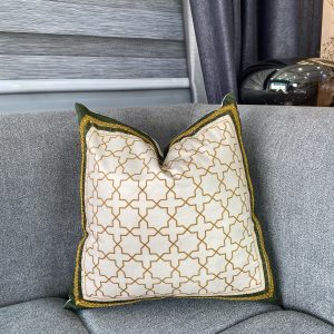 Green and white squared Pillow
