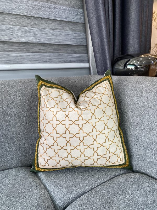 Green and white squared Pillow