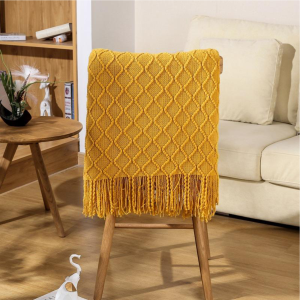 Yellow Patterned Throw Blanket
