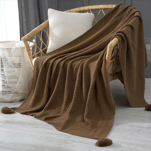 Brown knitted Throw Blanket